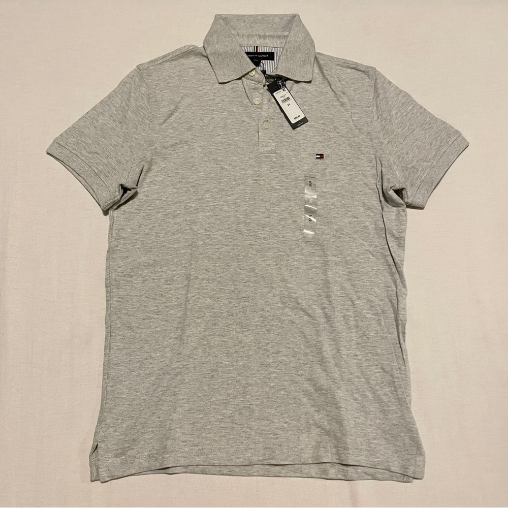 Tommy Hilfiger Men’s Slim Fit Stretch Pique Polo Shirt Heather Grey Size S